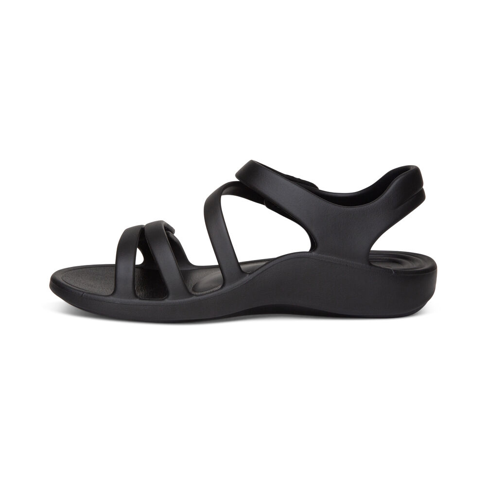 Aetrex Women's Jillian Sport Water-Friendly Sandals - Black | USA WX62QPC